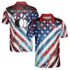 Custom Name Bowling Bowl Around Find Out American Flag Colors Men's Polo S-5XL