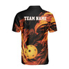 Personalized Name Pickleball On Fire Team Player Men's Polo Shirt S-5XL