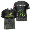 Customized Name America Team Pickleball On Flame Men's T-Shirt S-5XL