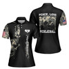 Custom Name Peace Love Pickleball America Flag Skull Camo Women's Polo Shirt S-5XL
