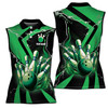 Custom Name Green Flaming Bowling Ball & Pins Women's Sleevesless Polo XS-4XL