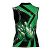 Custom Name Green Flaming Bowling Ball & Pins Women's Sleevesless Polo XS-4XL