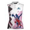 Custom Name Argyle Leopard Bowling Ball Women's Sleevesless Polo XS-4XL