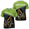 Custom Name Heavy Equipment Excavator Black and Green Men's T-shirt S-5XL