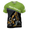 Custom Name Heavy Equipment Excavator Black and Green Men's T-shirt S-5XL