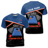 Funny Custom Name Cornhole Game Team Name Black Blue Men's T-shirt S-5XL