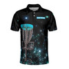 Custom Name Team Disc Golf Black Galaxy Men's Polo Shirt S-5XL