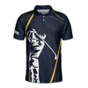 Custom Name Stylized Golf Player Swing Golden Spatter Men's Polo Shirt S-5XL