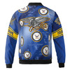 Custom Name Veteran U.S Navy Eagle Dots Blue Bomber Jacket S-5XL