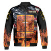 Custom Name U.S Army Stars Fire Black Bomber Jacket S-5XL