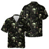 Custom Name Skull Mossy Forest Pattern Green Black Hawaiian Shirt S-5XL