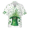 Custom Name Lucky Irish Cap Four Leaf Clover White Hawaiian Shirt S-5XL