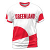 Custom Name Greenland Flag Coat Of Arms White Red 3D T-Shirt S-5XL