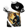 Custom Name Mechanic Working On Pipes Yellow Black White 3D T-Shirt S-5XL