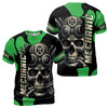 Custom Name Mechanic Gears Skull Industrial Art Green 3D T-Shirt S-5XL