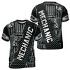 Custom Name Mechanic Toolkits Metal Pattern Silver Gray 3D T-Shirt S-5XL