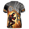Custom Name Electrician Bold Fire Background Black Gray 3D T-Shirt S-5XL