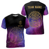 Custom Team Name Belize Coat Of Arms Galaxy Black Purple 3D T-Shirt S-5XL