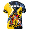 Custom Name Barbados Flag Coat of Arms Dark Blue Yellow 3D T-Shirt S-5XL
