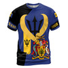 Custom Team Name Barbados Flag Pride And Industry Black Blue 3D T-Shirt S-5XL