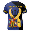 Custom Team Name Barbados Flag Pride And Industry Black Blue 3D T-Shirt S-5XL