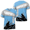 Custom Name Carpenter Tools Construction Forest Blue Gray 3D T-Shirt S-5XL
