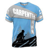 Custom Name Carpenter Tools Construction Forest Blue Gray 3D T-Shirt S-5XL