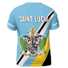 Custom Name Saint Lucia Flag The Land People The Light Blue 3D T-Shirt S-5XL