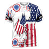 Custom Name American Flag Patriotic Celebration White 3D T-Shirt S-5XL