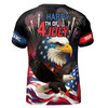 Custom Name Bald Eagle American Patriotic Black 3D T-Shirt S-5XL