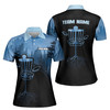 Custom Team Name Disc Golf Tree Roots Forest Blue Black Women's Polo Shirt S-5XL