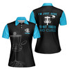 Custom Team Name Disc Golf Here Hit Trees Black Blue Women's Polo Shirt S-5XL