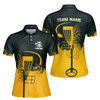 Custom Team Name Disc Golf Sport Tree Black Yellow Women's Polo Shirt S-5XL