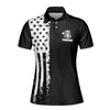 Custom Team Name Disc Golf American Flag Black White Women's Polo Shirt S-5XL
