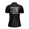 Custom Team Name Disc Golf American Flag Black White Women's Polo Shirt S-5XL