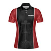 Custom Team Name Disc Golf Tree Roots Design Black Red Women's Polo Shirt S-5XL