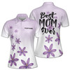 Custom Name Mom Best Mom Ever Floral Purple Women's Polo Shirt S-5XL, For Mom
