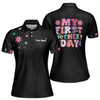 Custom Name Mom My First Day Floral Black Women's Polo Shirt S-5XL, For Mom