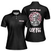 Custom Name Mama Needs Coffee Skeleton Leopard Black Women's Polo Shirt S-5XL