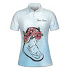 Custom Name Mother Child Flower Blue Women's Polo Shirt S-5XL