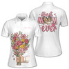 Custom Name Mom Quote Best Mom Ever Bouquet White Women's Polo Shirt S-5XL