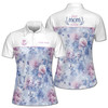 Custom Name Mom Quote Best Mom Ever Floral White Purple Women's Polo Shirt S-5XL