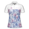 Custom Name Mom Quote Best Mom Ever Floral White Purple Women's Polo Shirt S-5XL
