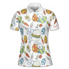 Custom Name Rabbit With Eggs Pattern White Women's Polo Shirt S-5XL
