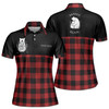 Custom Name Mama Bear Plaid Black Red Women's Polo Shirt S-5XL