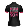 Custom Name Mom Quote Proud Of Awesome Son Black Women's Polo Shirt S-5XL