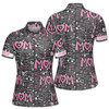 Custom Name Mom Quote Floral Hearts Black Pink White Women's Polo Shirt S-5XL