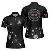 Custom Name Mom Adjectives Flora Pattern Black Women's Polo Shirt S-5XL, For Mom
