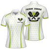 Custom Name Pickleball Paddle Pattern White Green Women's Polo Shirt S-5XL