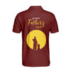 Custom Name Happy Dad Children Silhouette Red 3D Men's Polo Shirt S-5XL